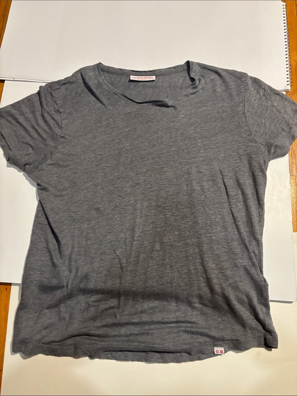 Orlebar Brown Heather Cotton Gray Short Sleeve Crew Tee